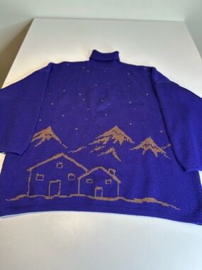 United Colors Of Benetton Purple Knit Sweater with Tan Detail
